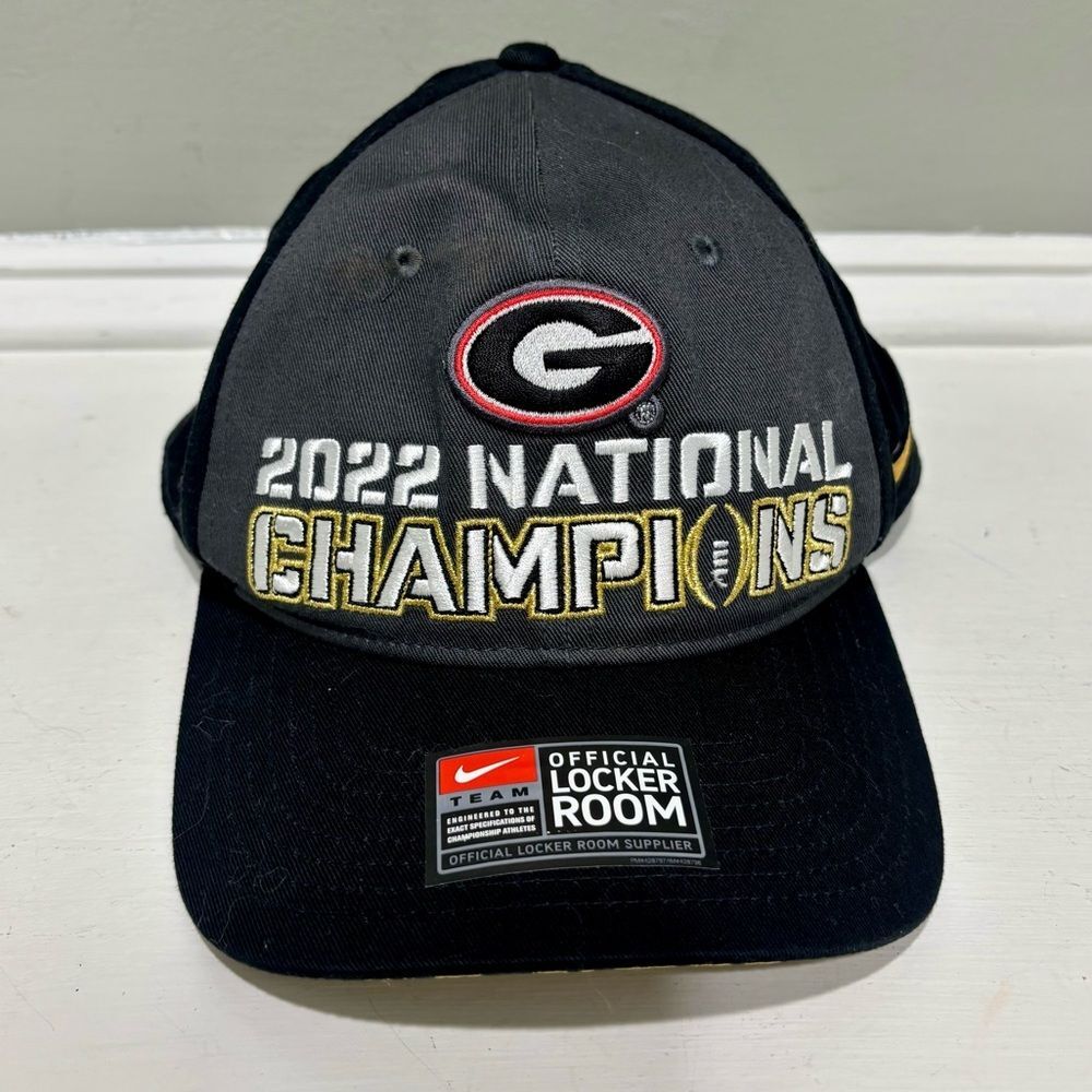 Nike UGA National 2022 Championship Ball Cap Gold/Black Snap Closure-OS
